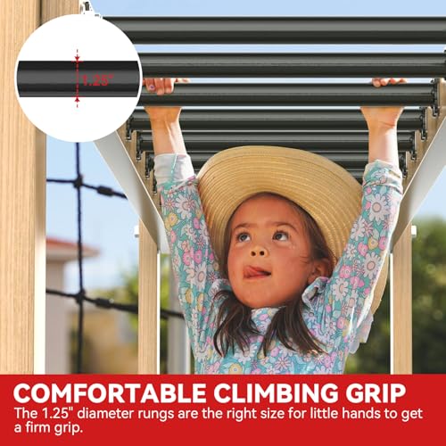 16.5 Inch Black Monkey Bars Kit - 12 Steel Rungs for Indoor & Outdoor Climbing