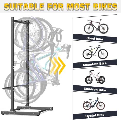 Freestanding Bike Rack for 4 Bikes - Vertical Garage Storage Stand