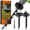 Heavy Duty Ground Anchors Low Profile 4 Pack - Screw-In Tent and Swing Set Stakes