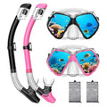 Adult Snorkel Mask Set with Dry Top Snorkel - Black + Pink