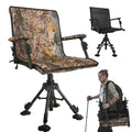 FUNHORUN Camouflage-Black Hunting Chair with Removable Camo Cover, 360° Swivel, Foldable Ground Blind Seat