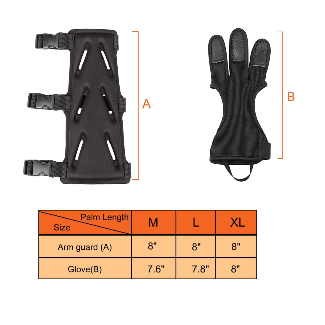 KRATARC Archery Lightweight Finger Tab Gloves & Arm Guard Adjustable Arm Protector for Hunting Target Shooting Accessory Recurve Bow Compound Bow (L)