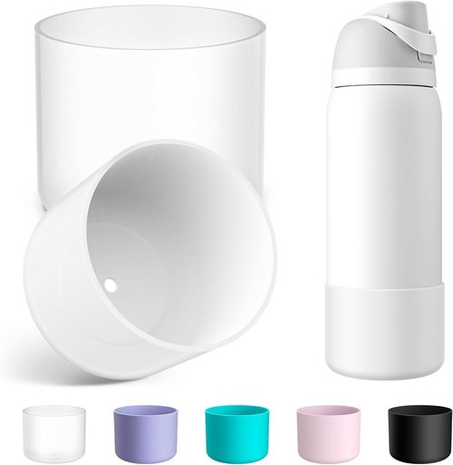 2PCS Silicone Water Bottle Boot for Owala 24oz 32oz 40oz, Anti-Slip Protective Sleeve Bottom Bumper Protector for FreeSip, Twist, and Flip Stainless Steel Water Bottles