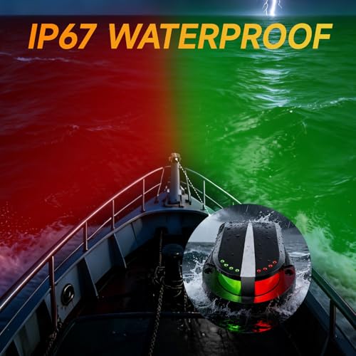 AMBIPASION Boat Navigation Lights Red and Green Black Waterproof Marine Running Light
