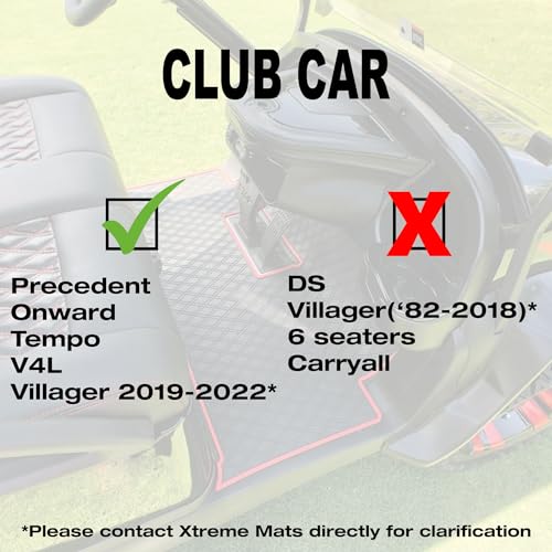 All Black Golf Cart Floor Mat for Club Car Precedent, Onward, Tempo - Custom Fit
