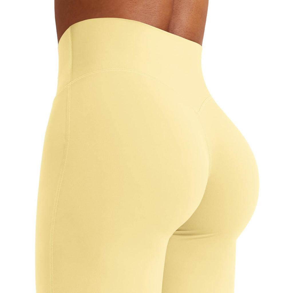 YEOREO Workout Leggings Womens No Front Seam Straight Leggings 31.5" High Waist Buttery Eddiy Gym Yoga Pants Butter Yellow L