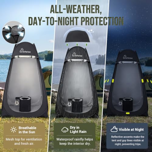 Black Portable Camping Toilet Kit with Privacy Tent - 30 Pack Basic Set