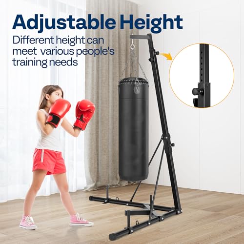 VIVOHOME Height Adjustable Heavy Duty Boxing Punching Bag Stand - Foldable Steel Sandbag Rack, Up to 132 lbs, Home Fitness