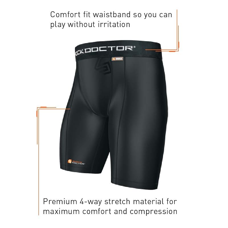 Shock Doctor Youth Compression Shorts with Cup Pocket White Small