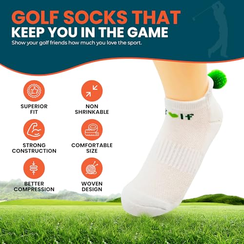 Women's Golf Socks with Pom Poms - Athletic Ankle Socks, One Size