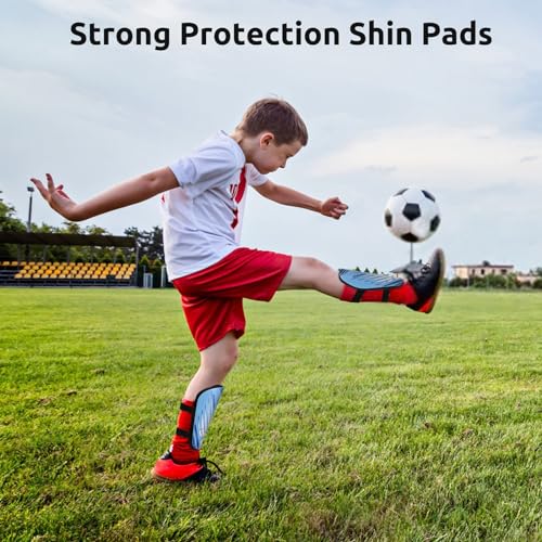 Kids Soccer Shin Guards Small Blue for Boys and Girls 2-18 Years