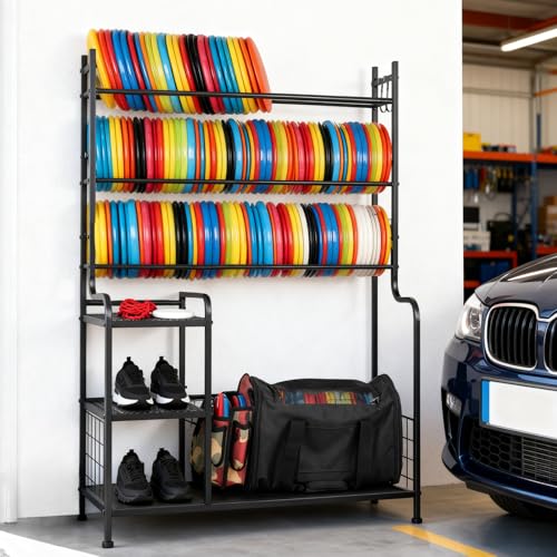 Heavy-Duty Disc Golf Storage Rack for 140+ Discs & Sports Gear