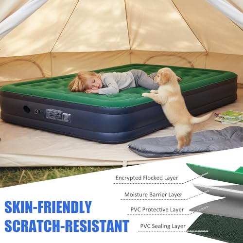 10-Inch Queen Camping Air Mattress with Rechargeable Pump - Portable Inflatable Bed for Tents, Outdoors & Guests