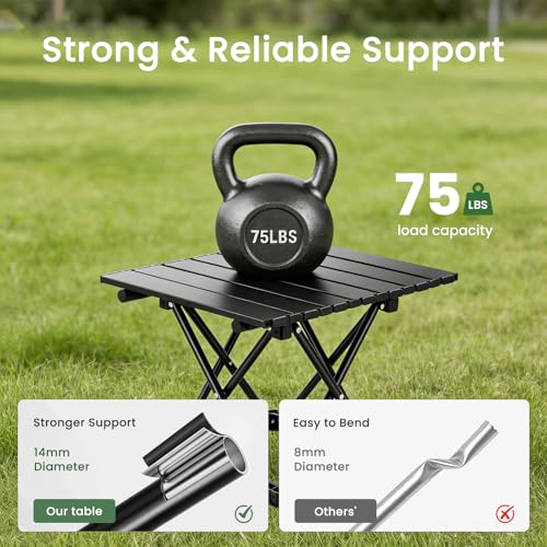 Medium 22.1 Inch Foldable Camping Table - Portable Beach & Travel Side Table - Black