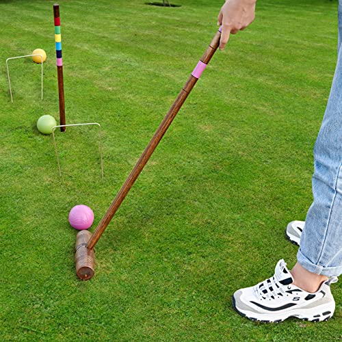 Vintage Archaize 32in 6-Player Wooden Croquet Set for Backyard Outdoor Fun