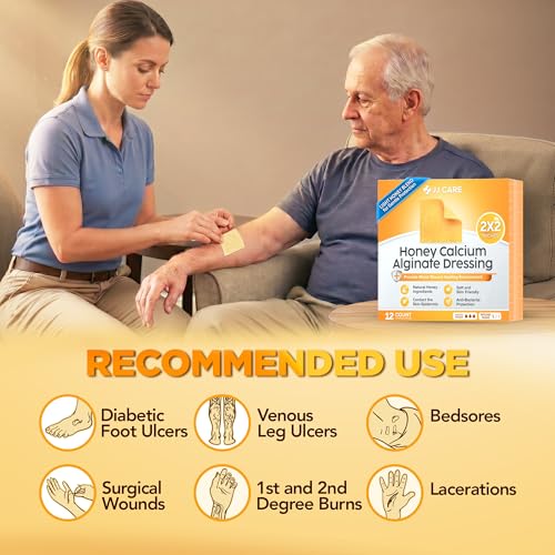 Honey Calcium Alginate Wound Dressing 12 Count - Medical Grade, Non-Adherent