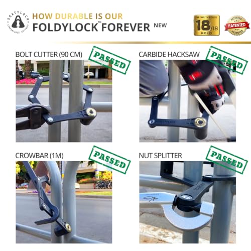 FoldyLock Forever Folding Bike Lock 90cm - High Security Bicycle Lock with Keys