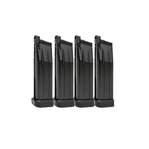 Lancer Tactical x Golden Eagle 30 Rounds Double Stack Hi-Capa 5.1 1911 Airsoft Green Gas Steel Pistol Magazine Bulk (4 Pack)
