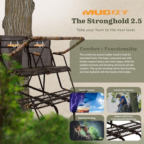Muddy 20ft Nexus XTL 2-Person Outdoor Hunting Ladder Tree Stand with Flex-Tek Seat