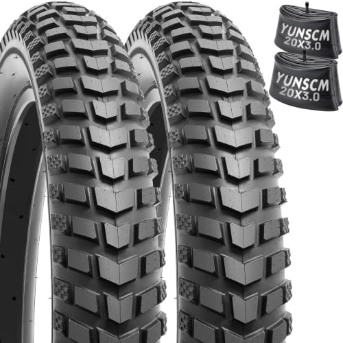 YunSCM 20x3.0 Heavy Duty E-Bike & Mountain Bike Tires – Pack of 2 with Tubes