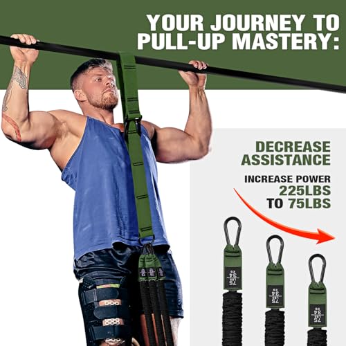 Pull Up Assistance Resistance Bands Set - Army Green, 220 lbs Support