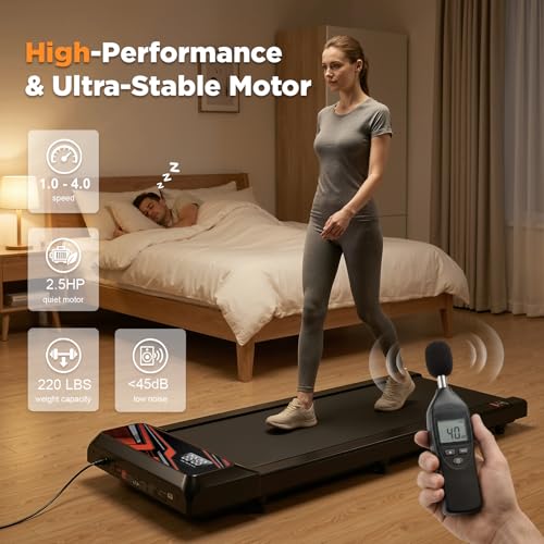 Under Desk Treadmill with Incline Pad - 2.5HP Compact Walking Machine for Home Office