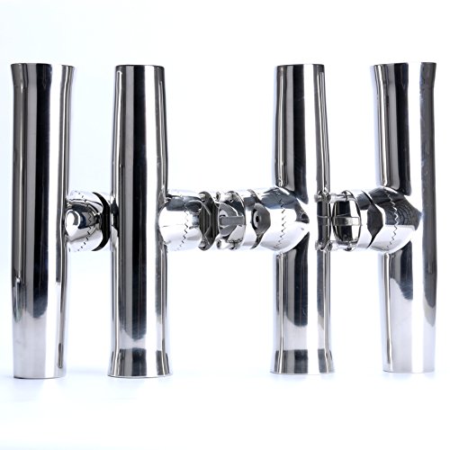 Stainless Steel Boat Fishing Rod Holder Clamp-On Mount with Adjustable Angles