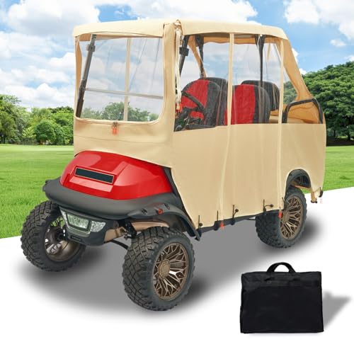 Tecoom Beige Golf Cart Enclosure 2+2 Passenger Waterproof Cover for EZGO Yamaha Club Car