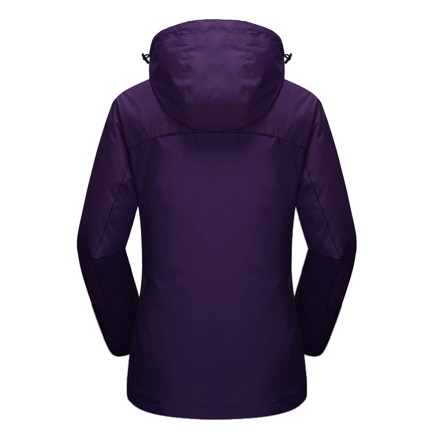 MAGCOMSEN Winter Coats for Women Waterproof Insulated Snow Jacket Fleece Lined Jacket 3 In 1 Jacket Snowboarding Jacket Dark Purple L