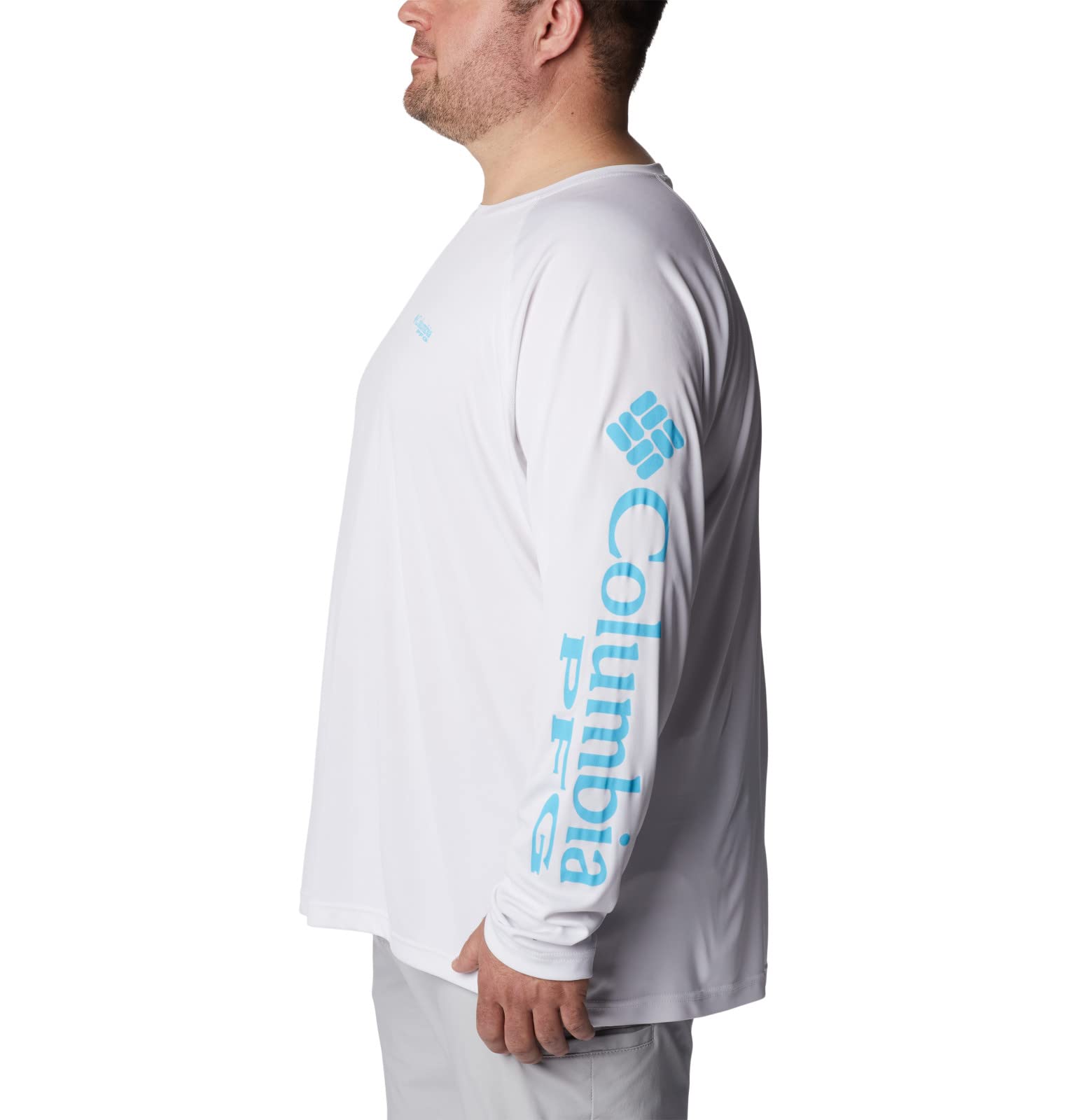 Columbia Men's Terminal Tackle Long Sleeve Shirt, White/Atoll Logo, X-Small