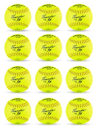 Dudley 12 Inch USASB Slowpitch Softballs - Thunder SY Synthetic Cover, 12 Pack