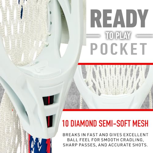 Youth Boys Lacrosse Stick - 36 Inch Junior Field Stick with Ready-to-Play Mesh, Lightweight Aluminum Shaft, and Textured Grip - Official USA Lacrosse Gear
