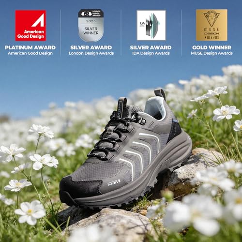 NORTIV 8 Women's Waterproof Hiking Shoes - Lightweight, Dark Grey, Size 8