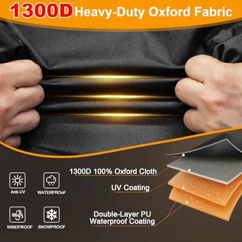 Heavy Duty Waterproof Boat Cover 16-18.5 ft V-Hull Fishing & Ski Boats with Motor Cover