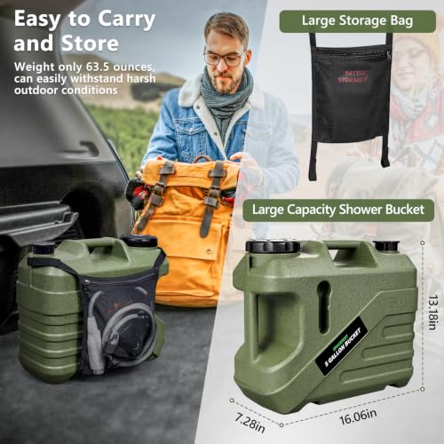 Portable Camping Shower with 5-Gallon Water Jug and Dual Batteries