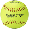 Champro ASA Approved 12-Inch Slow Pitch Softballs - Pack of 12, .44 COR, 375 Compression, Poly Synthetic Cover, Red Flat Seams, Optic Yellow