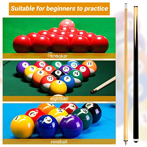 Wettarn 58 Inch Hardwood Pool Cues Set 12 Oz 13mm Tips Black, 8 Pack