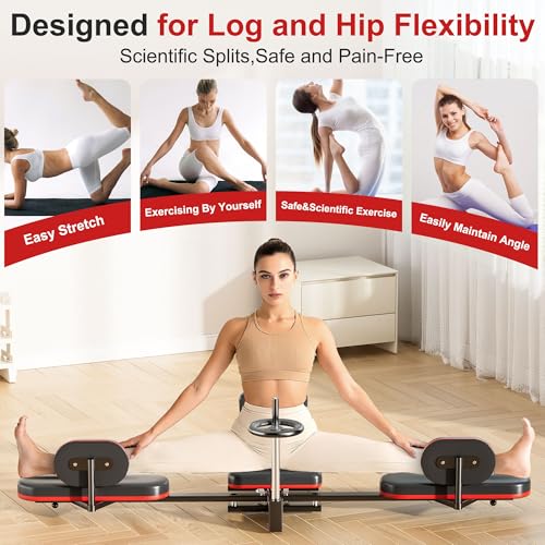 TDH Leg Stretcher Machine - Adjustable 210° Split for Flexibility, Black-Red
