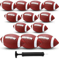 Indoor Outdoor Size 6 Brown White Composite Leather Football - Pack of 12 with Pump