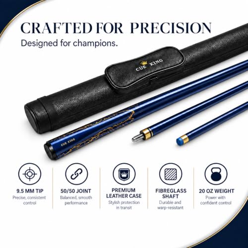 Cue-King Premier 2.0 Pool Cue 58 inch, 20oz with Leather Case & 9.5mm Tip