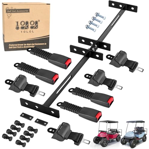 2 Point Golf Cart Seat Belt Kit for EZGO Yamaha Club Car - 4 Passenger, with Bracket