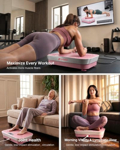 Pink Vibration Plate Exercise Machine for Full-Body Workout & Fat Loss