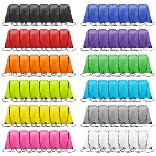 120 Pack Multicolor Drawstring Bags Bulk for Gym Sports Travel - New 12 Colors