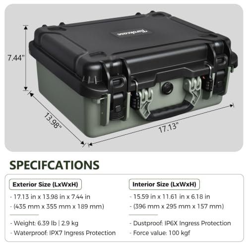 Turokacase 5-Handgun Pistol Case with Modular Foam and 22 Magazines, Waterproof & TSA-Ready