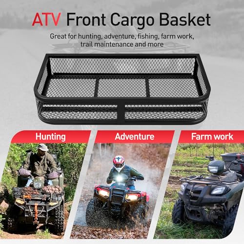 JY PERFORMANCE ATV Front Cargo Basket Heavy Duty Rack 36x17.3x6.3 inches
