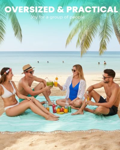 Antfuny Extra Large Thinner Aqua Beach Towel - Jumbo Sand-Free, Quick-Dry Outdoor Mat