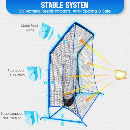 6x6FT Baseball Softball Batting Cage Net with Blocking System - Practice Training