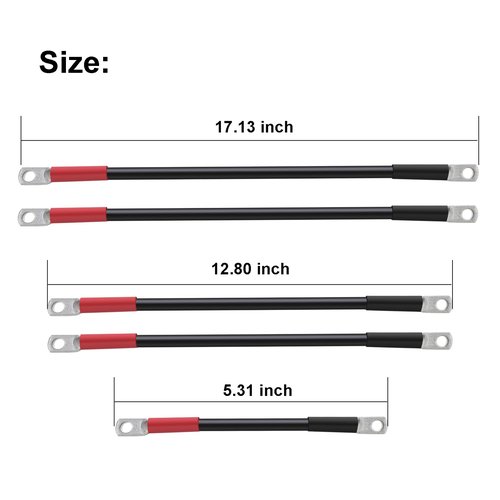 Roykaw Upgraded Golf Cart Battery Cables Kit for 48V Club Car Precedent 2008-Up (6×8V Batteries),Copper Wire, Tin-Coated,Double Wall Heat Shrink,4 Gauge,5PCS