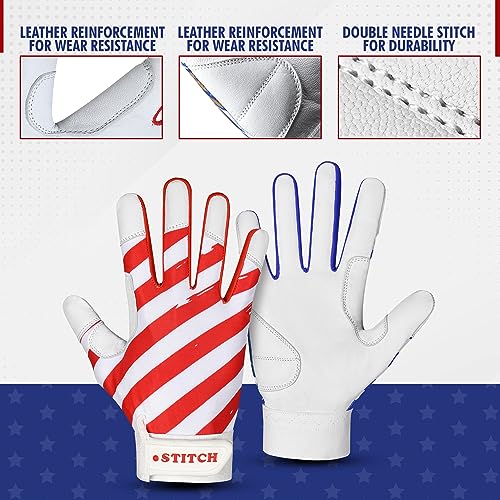 American Flag Batting Gloves for Youth & Adults - Patriot Style, Medium (Adult)