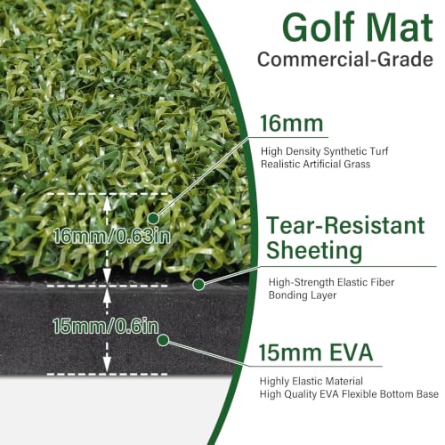 Domivans 5' x 4' Golf Hitting Mat with 10 Balls & Tees - Indoor & Outdoor Practice